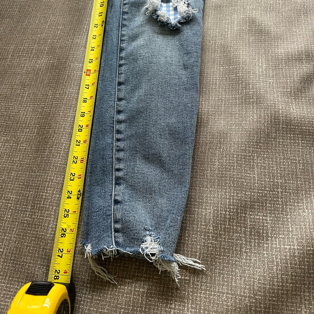 Judy Blue Jeans Womens 9/29 Blue Skinny Blue White Plaid Patch Distressed Denim - Picture 11 of 12